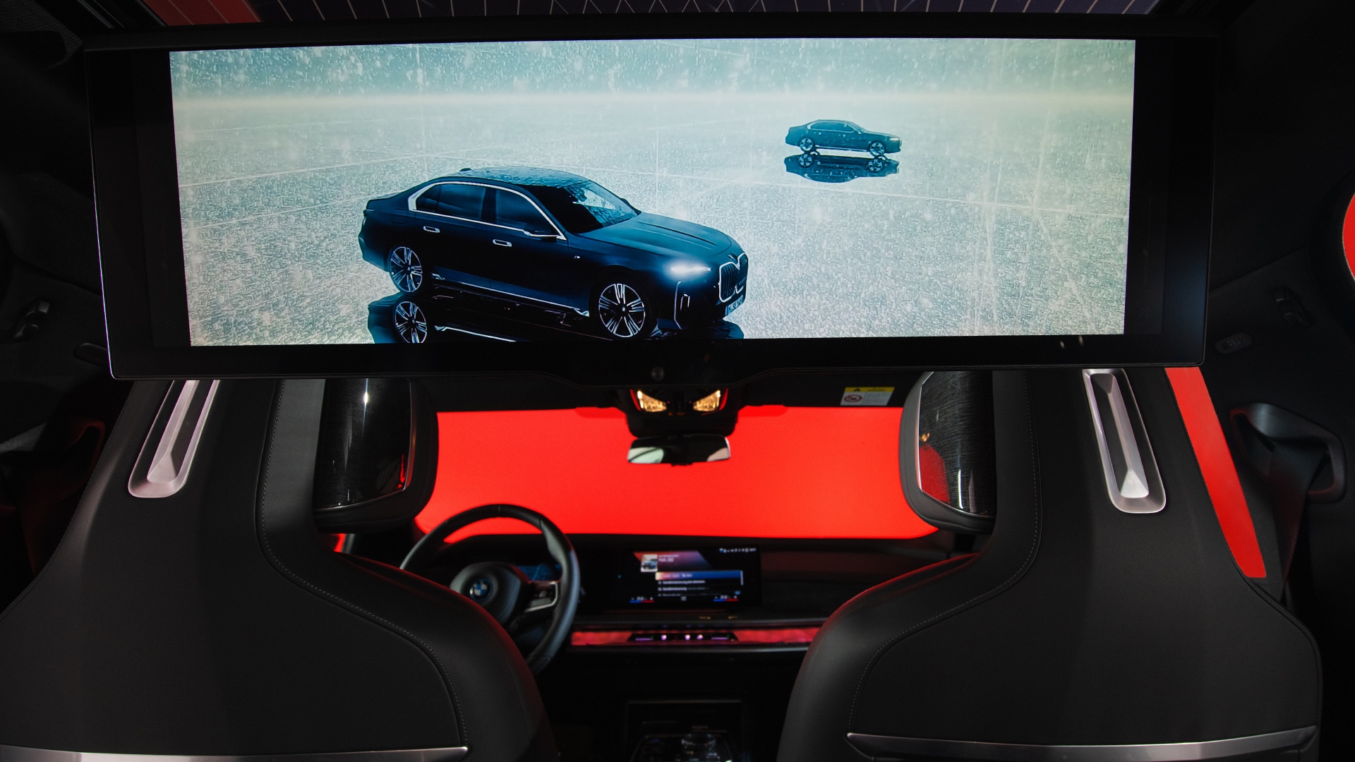 The BMW Theatre Screen in the BMW i7 xDrive60.