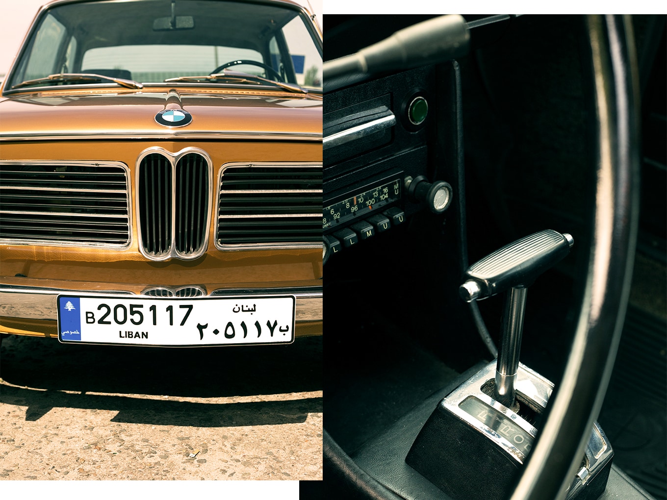 The BMW 2002 Automatic – here still with its Lebanese number plate – is a rare, sought-after vintage car.