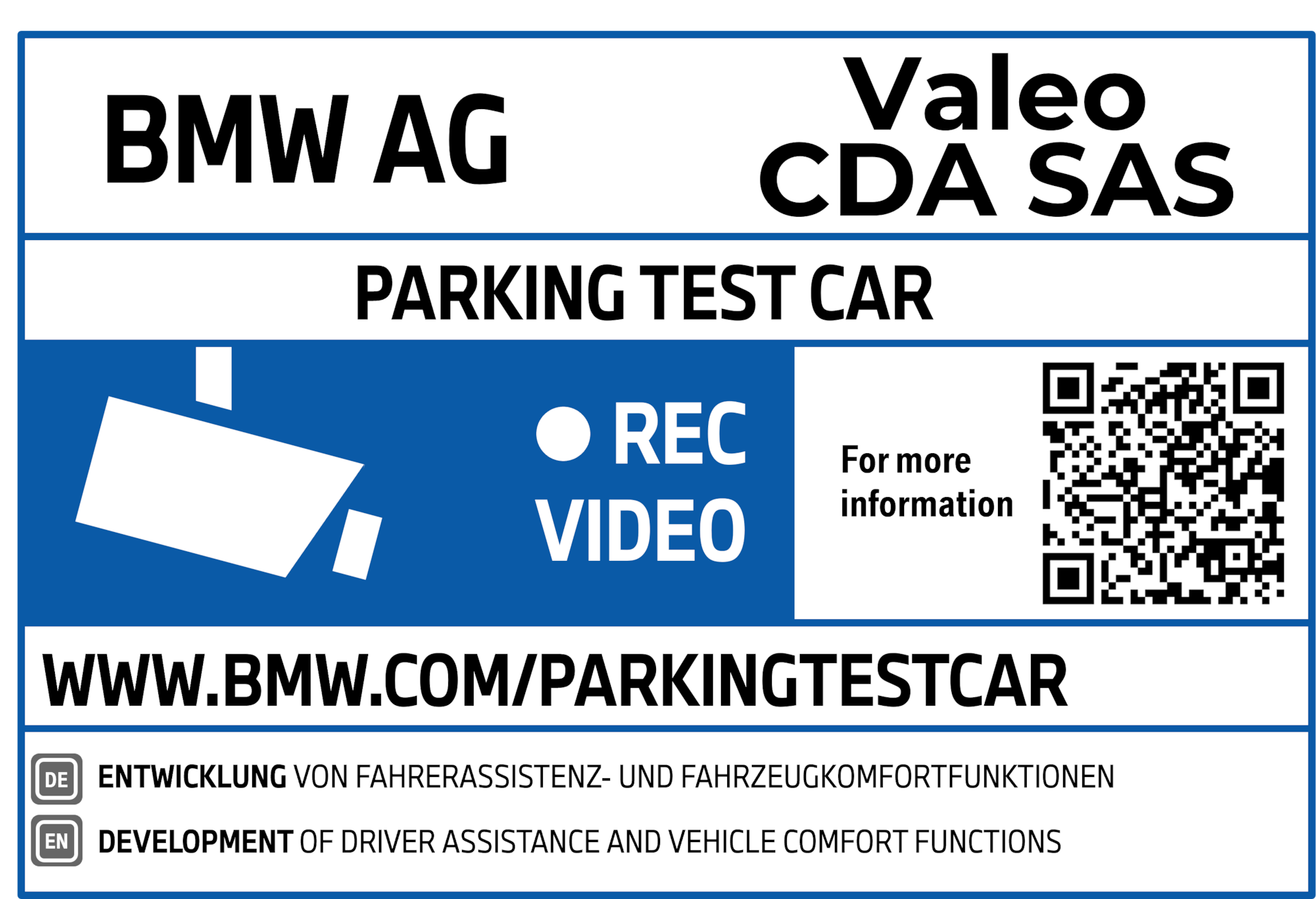 Stickers on the test vehicles